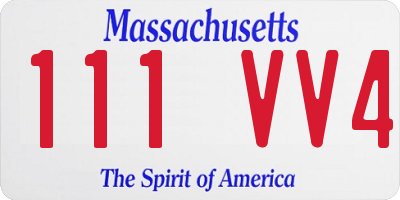 MA license plate 111VV4