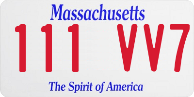 MA license plate 111VV7