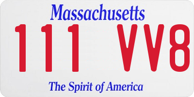 MA license plate 111VV8