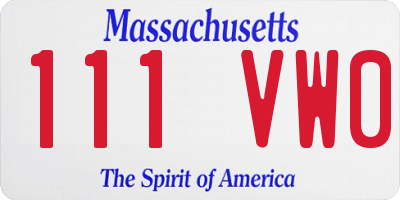 MA license plate 111VW0