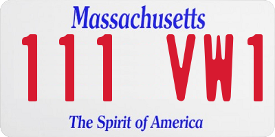 MA license plate 111VW1