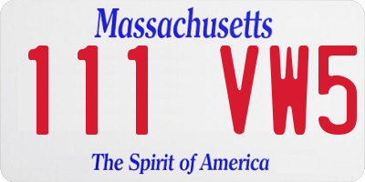 MA license plate 111VW5
