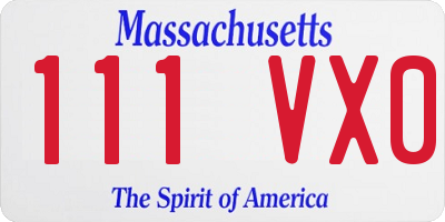MA license plate 111VX0