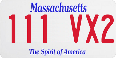 MA license plate 111VX2