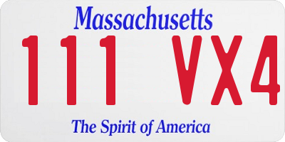 MA license plate 111VX4