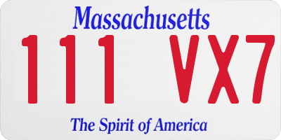 MA license plate 111VX7