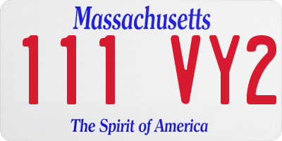 MA license plate 111VY2