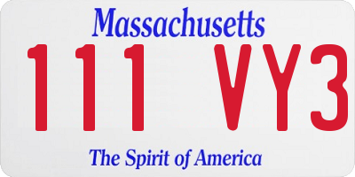 MA license plate 111VY3