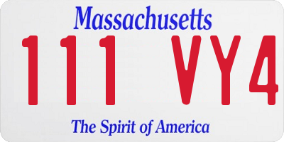 MA license plate 111VY4