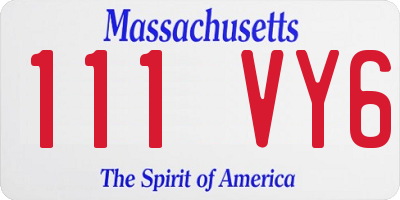 MA license plate 111VY6