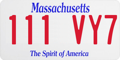 MA license plate 111VY7