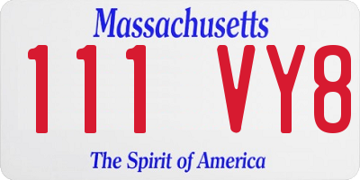 MA license plate 111VY8
