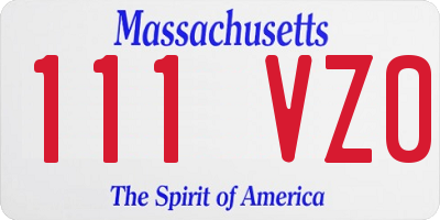 MA license plate 111VZ0