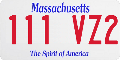 MA license plate 111VZ2