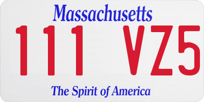 MA license plate 111VZ5