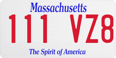 MA license plate 111VZ8