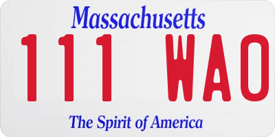 MA license plate 111WA0