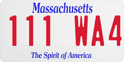 MA license plate 111WA4