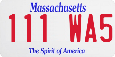 MA license plate 111WA5