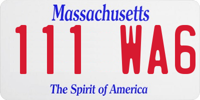MA license plate 111WA6