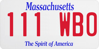 MA license plate 111WB0