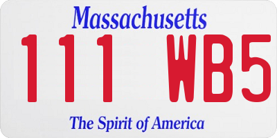 MA license plate 111WB5