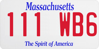 MA license plate 111WB6