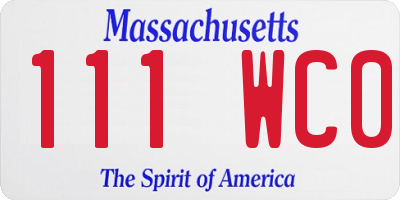 MA license plate 111WC0