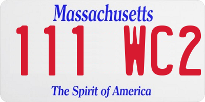 MA license plate 111WC2