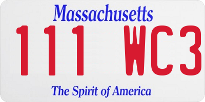 MA license plate 111WC3
