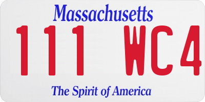 MA license plate 111WC4