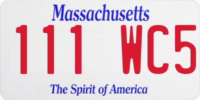 MA license plate 111WC5