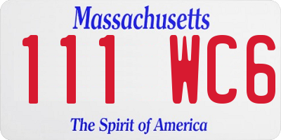 MA license plate 111WC6