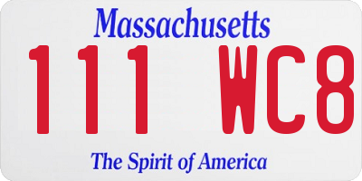 MA license plate 111WC8