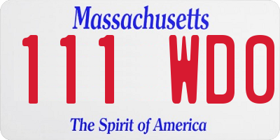 MA license plate 111WD0
