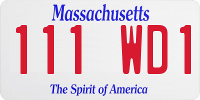 MA license plate 111WD1