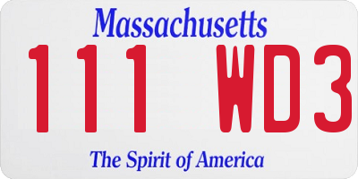 MA license plate 111WD3