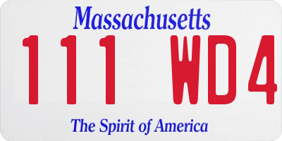 MA license plate 111WD4