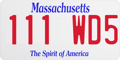 MA license plate 111WD5