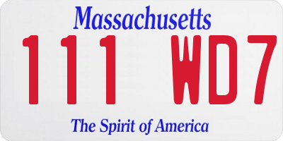 MA license plate 111WD7