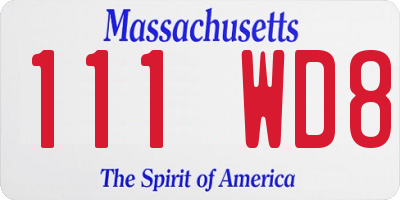 MA license plate 111WD8