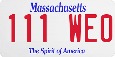 MA license plate 111WE0