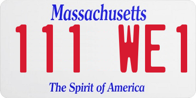 MA license plate 111WE1