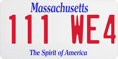 MA license plate 111WE4
