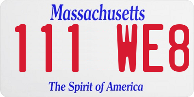 MA license plate 111WE8