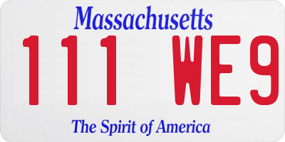 MA license plate 111WE9