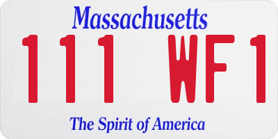 MA license plate 111WF1
