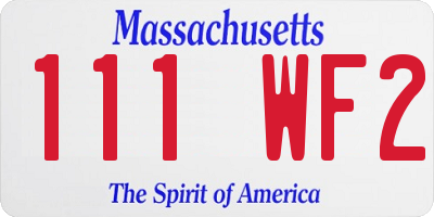 MA license plate 111WF2