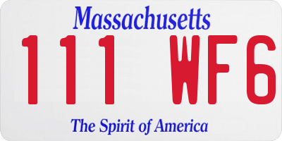 MA license plate 111WF6