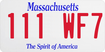 MA license plate 111WF7